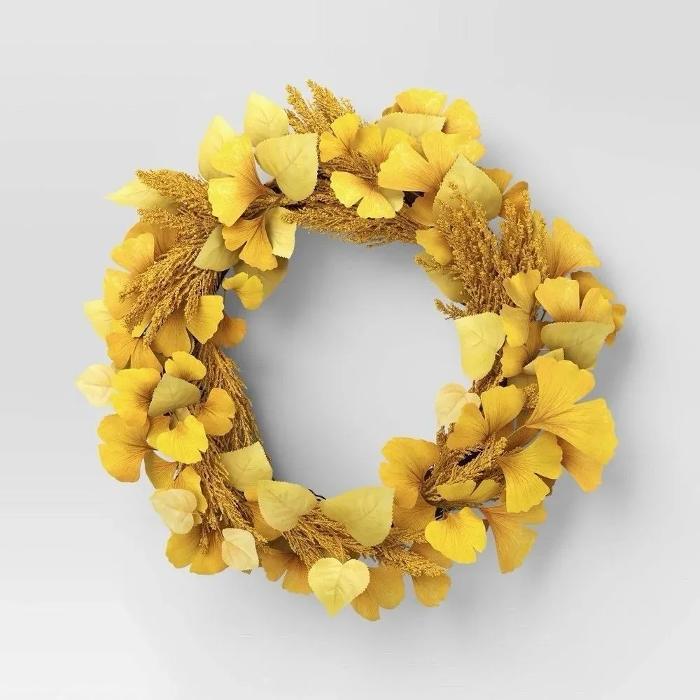 Threshold Goldenrod Mix Fall Wreath Autumn Decor Door Hanging 22” NEW